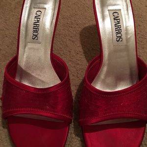 Red Bling Slip On Low Heels
